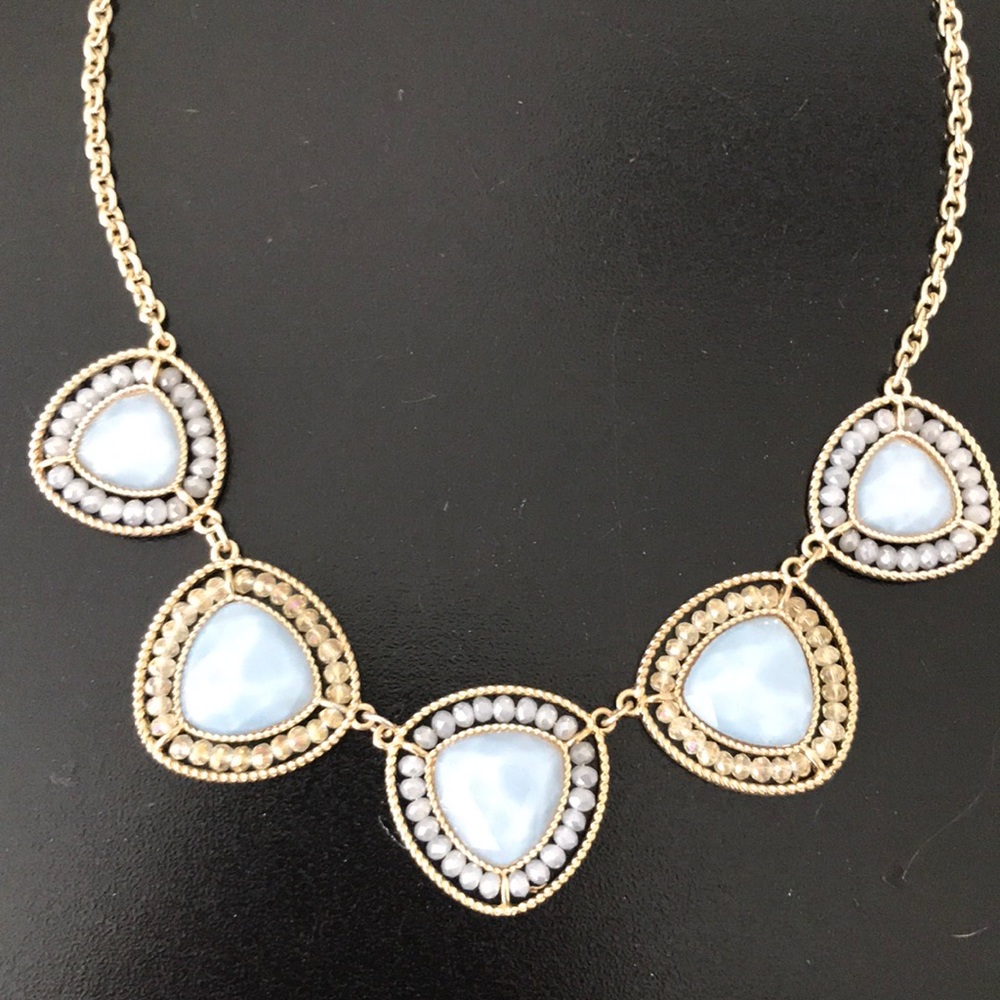 Light blue and gold accent necklace